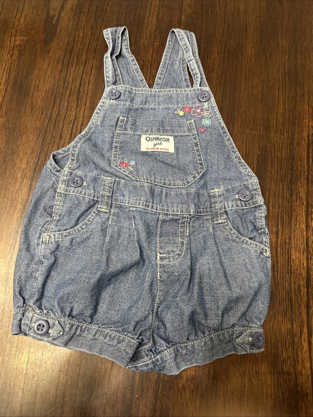 Osh Kosh B'gosh Denim With Floral Design Girls 18M Bubble Romper